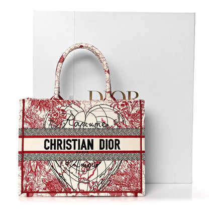 Christian Dior Canvas Embroidered Medium Dioramour D-Royaume Book Tote Red Multicolor 10 of 10