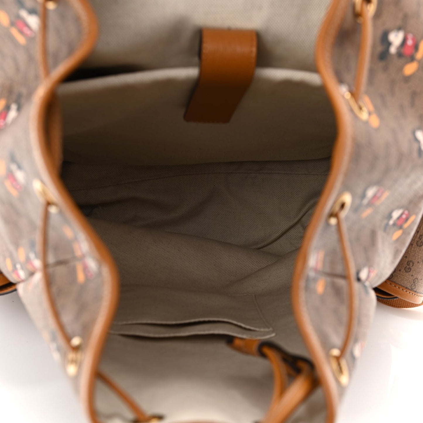 X DISNEY Mini Vintage GG Supreme Monogram Mickey Mouse Medium Backpack Beige Vintage Sun Oil