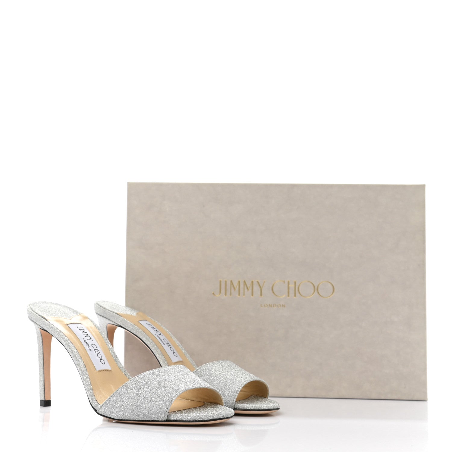 Jimmy Choo Glitter Stacey 85 Sandals 37 Silver 8 of 8