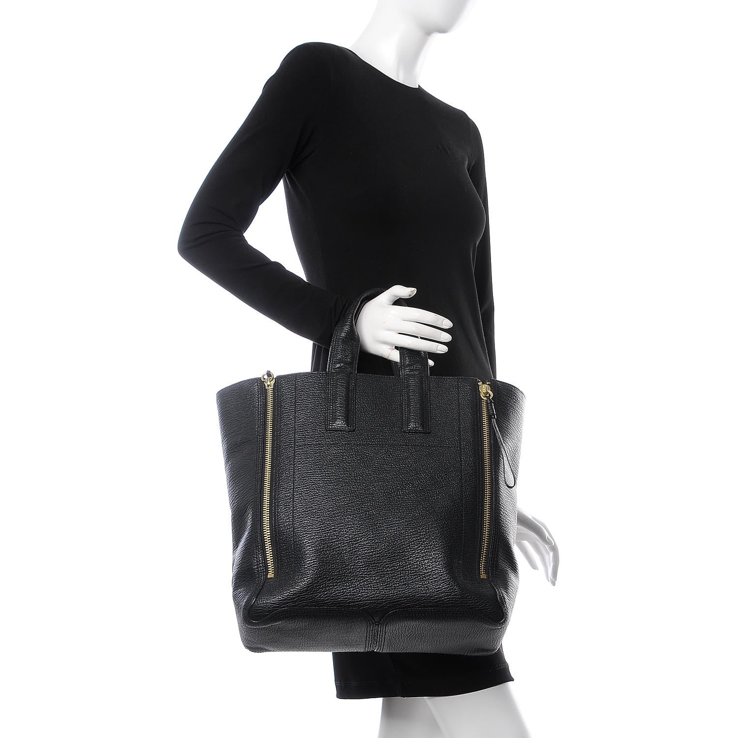 3.1 Phillip Lim 3.1 Textured Calfskin Large Pashli Tote Black 2 of 8