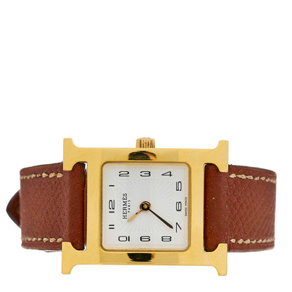 Hermes Stainless Steel Epsom 21mm Heure H Hour Quartz Watch Gold 2 of 4