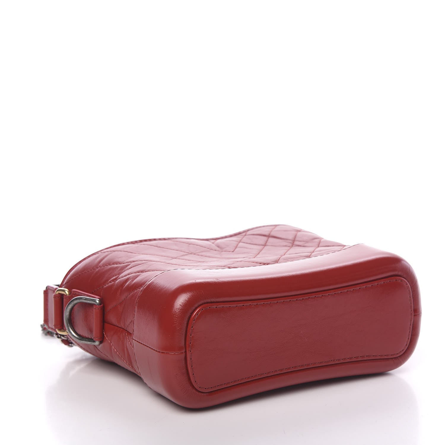 Chanel Aged Calfskin Chevron Quilted Small Gabrielle Hobo Red 3 of 12