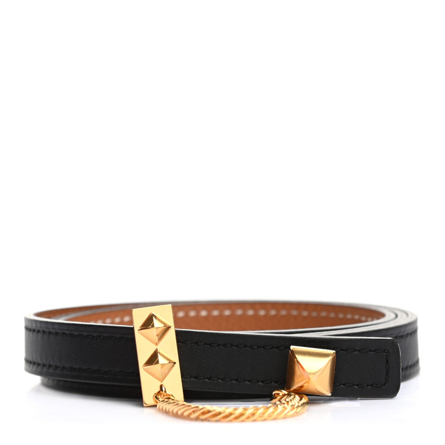 Epsom Swift Gourmette Equestre 13mm Belt 75 Black Gold