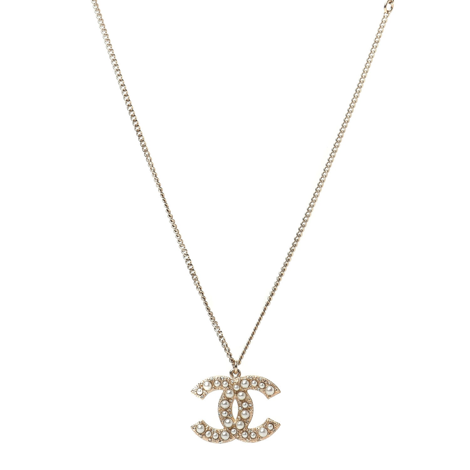 Chanel Pearl CC Pendant Necklace Gold 1 of 6