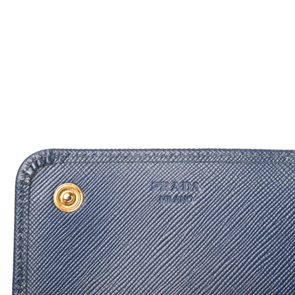 Prada Saffiano Metal Continental Flap Wallet Bleuette 7 of 9