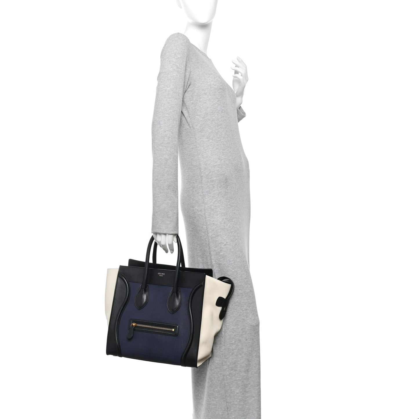 Elephant Calfskin Mini Tri-Color Luggage Blue Black White