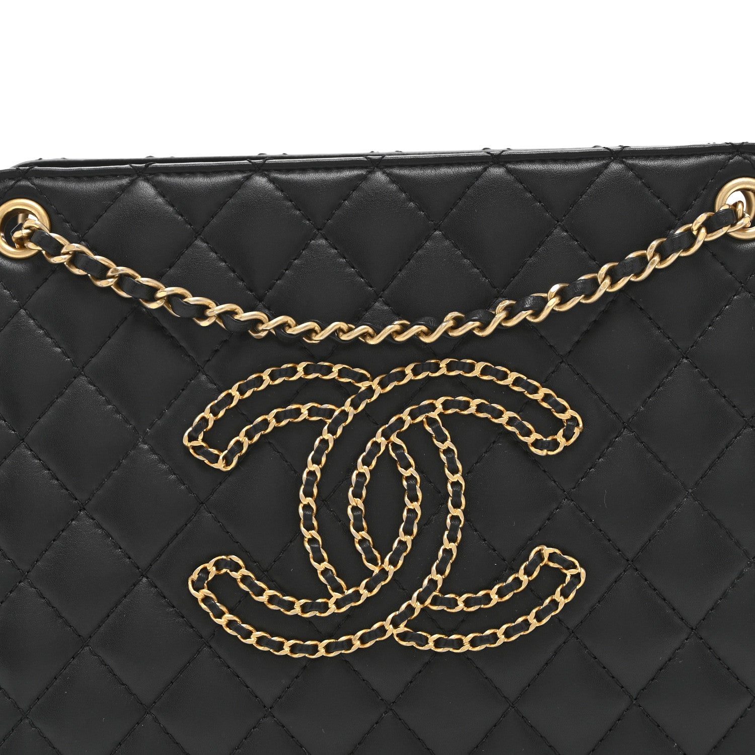 Chanel Calfskin Quilted CC Chain Accordion Tote Black 8 of 11