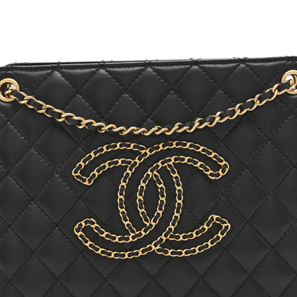 Chanel Calfskin Quilted CC Chain Accordion Tote Black 8 of 11
