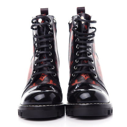 Louis Vuitton Patent Calfskin Catogram Star Trail Ankle Boots 39 Black Marron 2 of 10