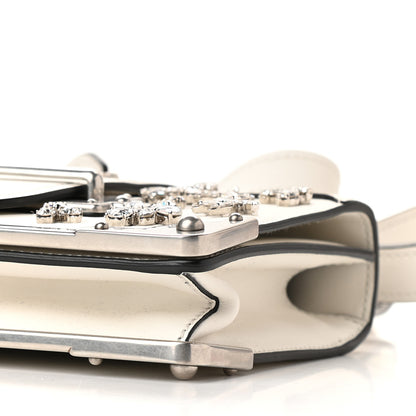 Prada Crystal City Calf Saffiano Cahier Shoulder Bag White 8 of 8