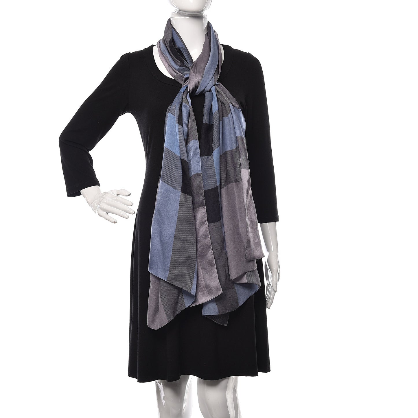 Silk Mega Check Mulberry Scarf Lavender