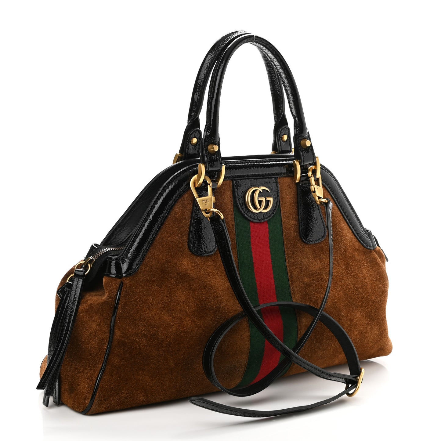 Suede Ophidia Medium Re(Belle) Top Handle Bag Nocciola Black
