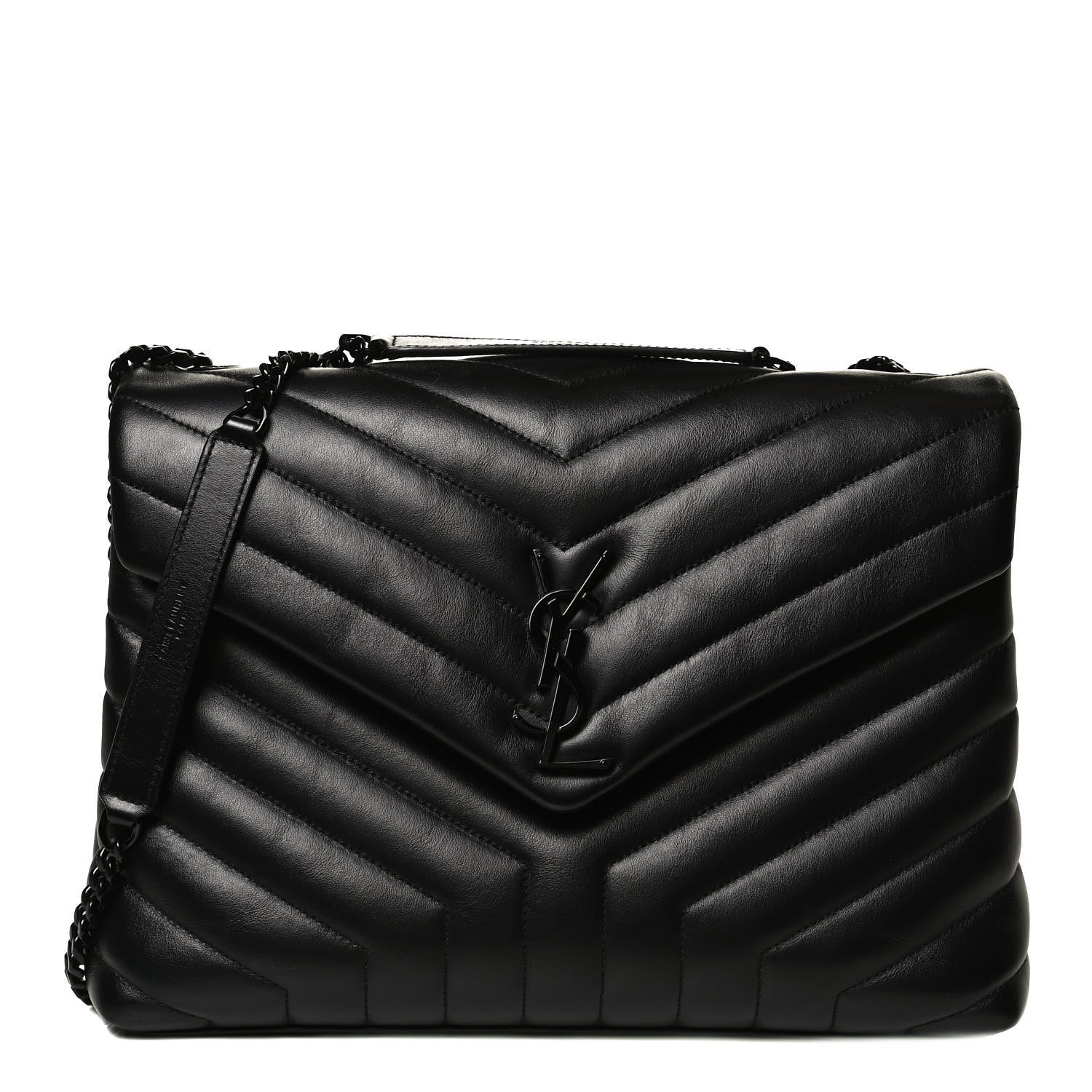 Saint Laurent Calfskin Y Quilted Monogram Medium Loulou Chain Satchel Black 1 of 12