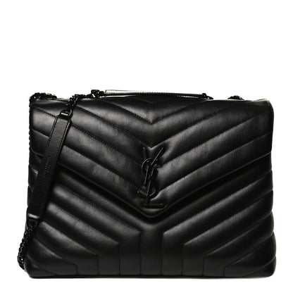 Saint Laurent Calfskin Y Quilted Monogram Medium Loulou Chain Satchel Black 1 of 12