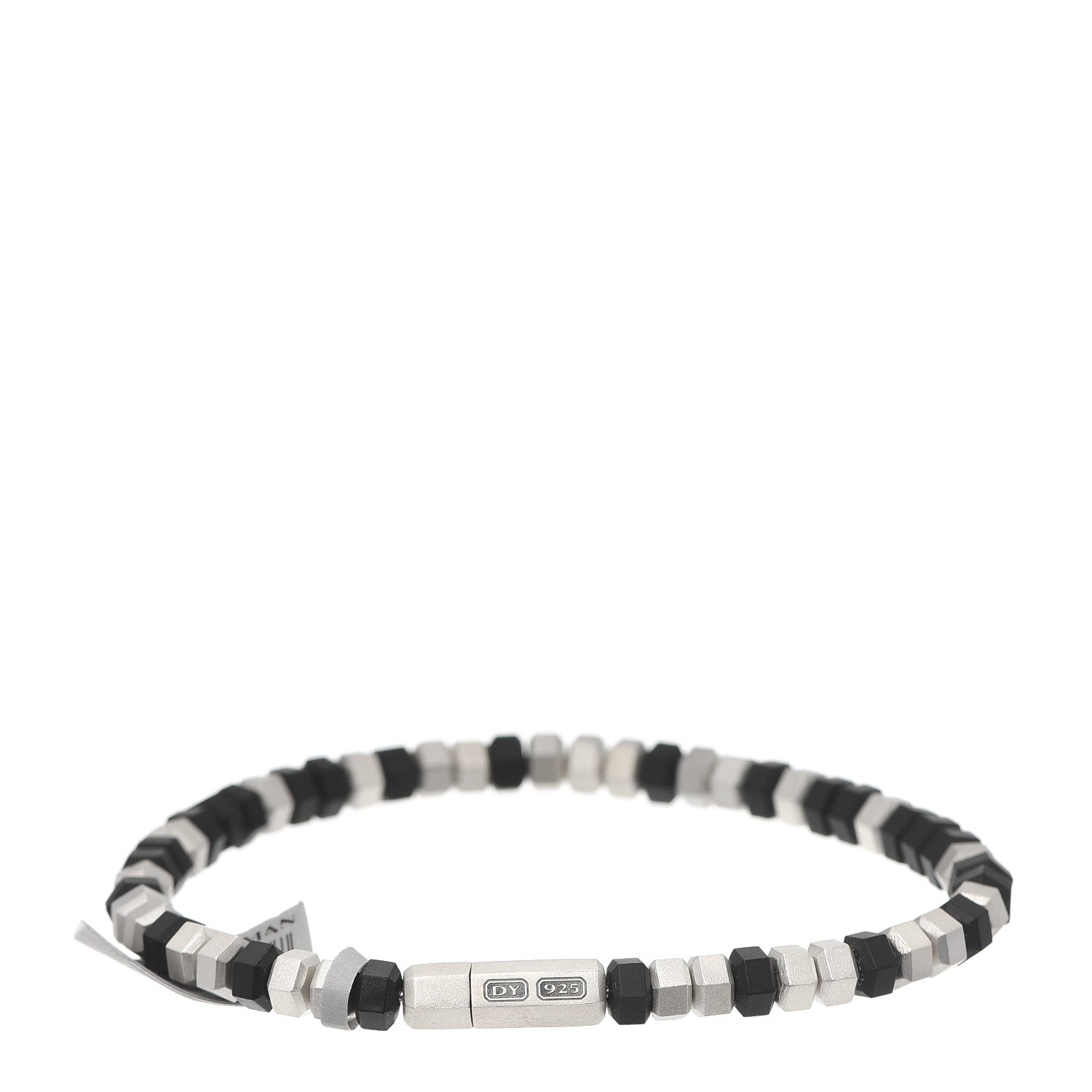 David Yurman Sterling Silver Rubber Hex Bead Bracelet Black 3 of 4