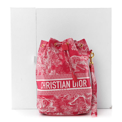 Christian Dior Technical Fabric Embroidered Toile De Jouy DiorTravel Pouch Fuchsia 9 of 9