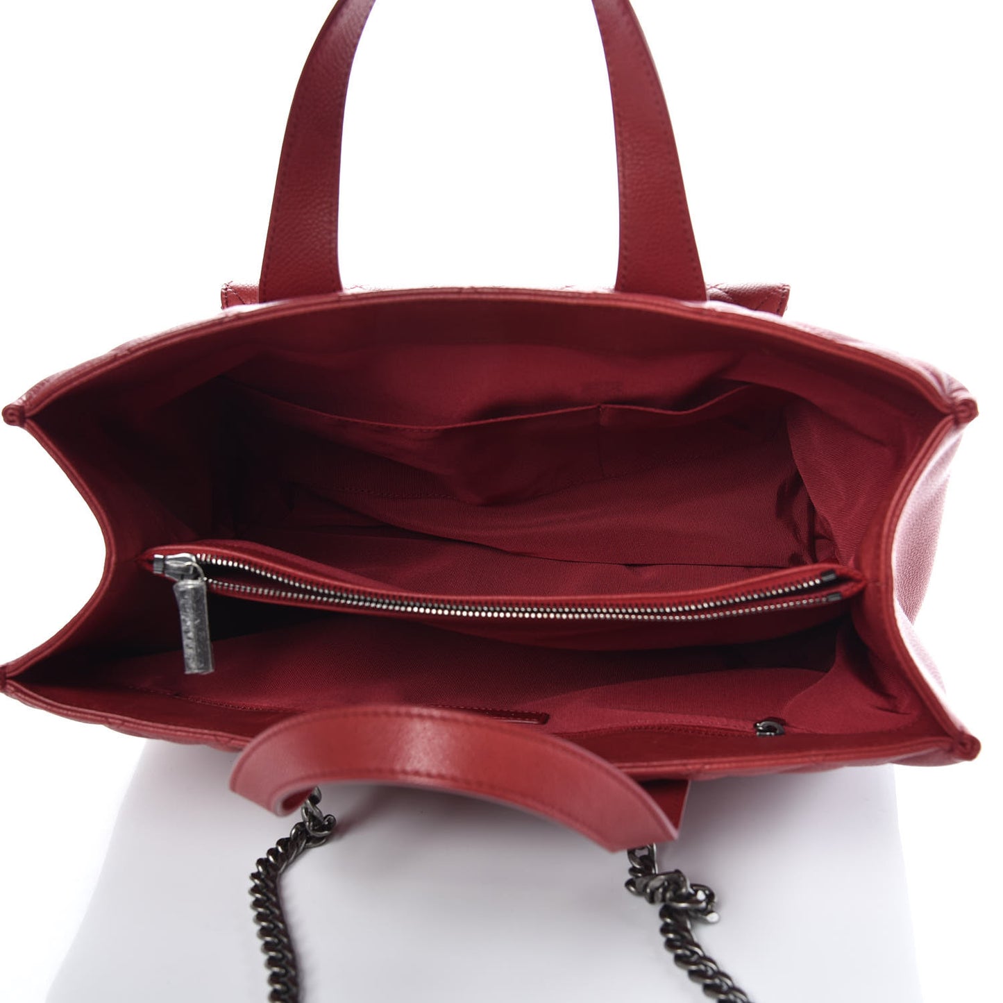Caviar Quilted Large Casual Pocket Tote Red