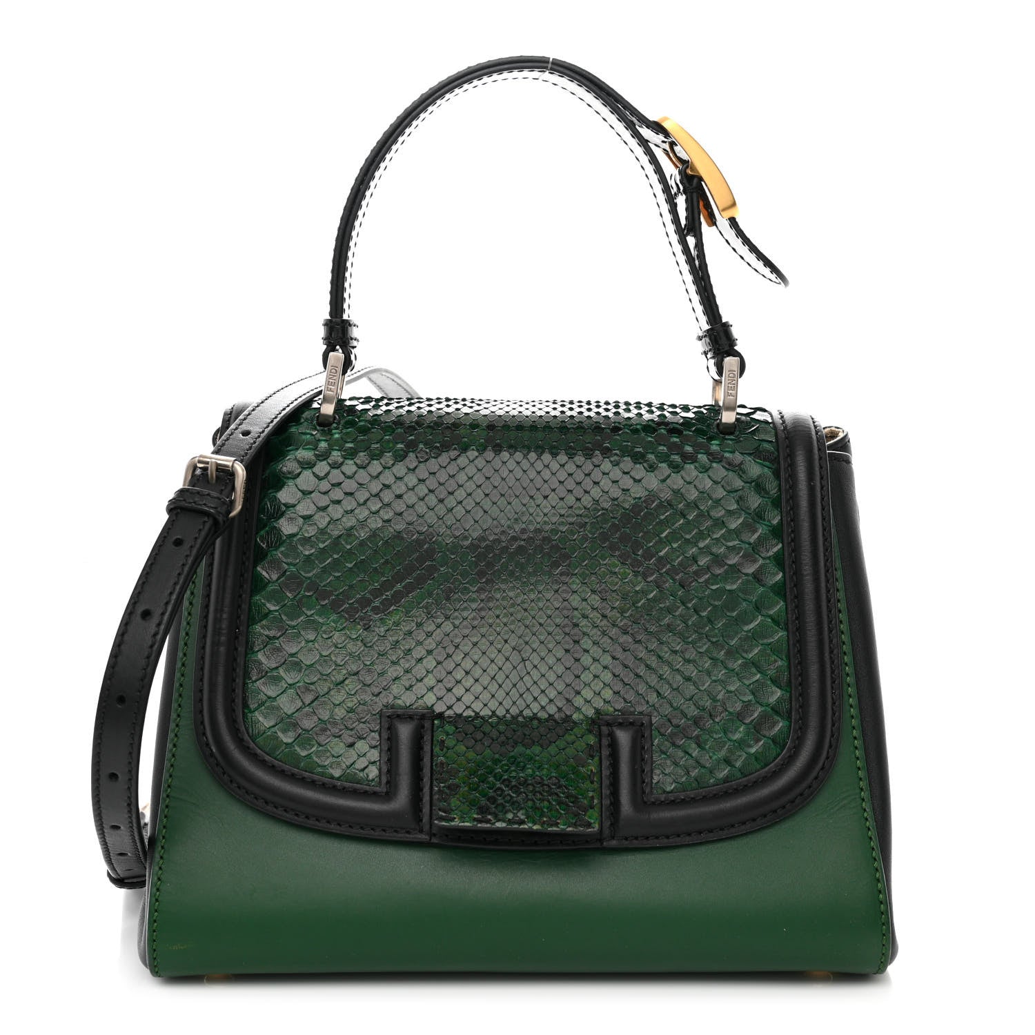 Fendi Snakeskin Calfskin Silvana Top Handle Bag 1 of 10