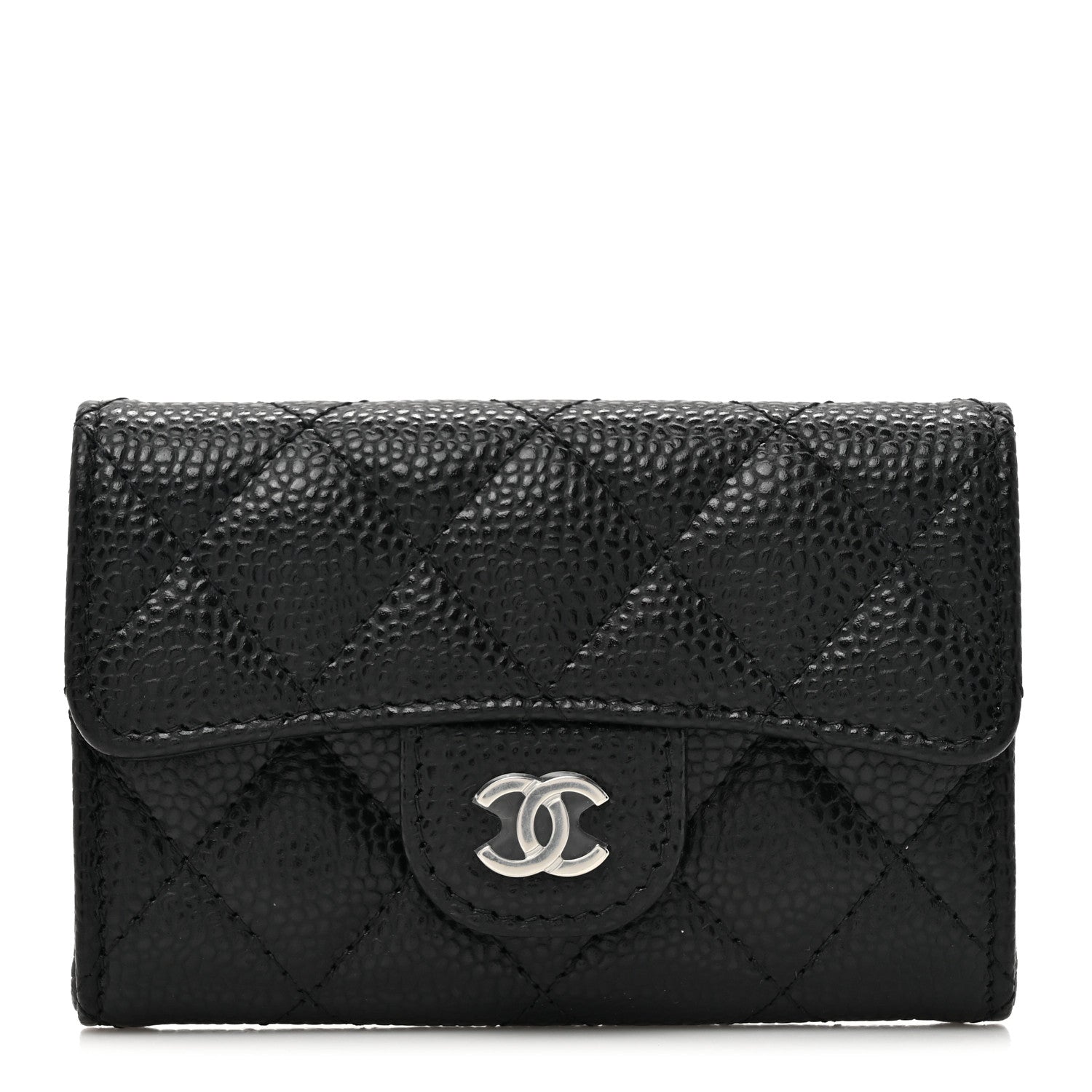 Chanel Caviar Quilted Flap Card Holder Wallet Black 1 of 8