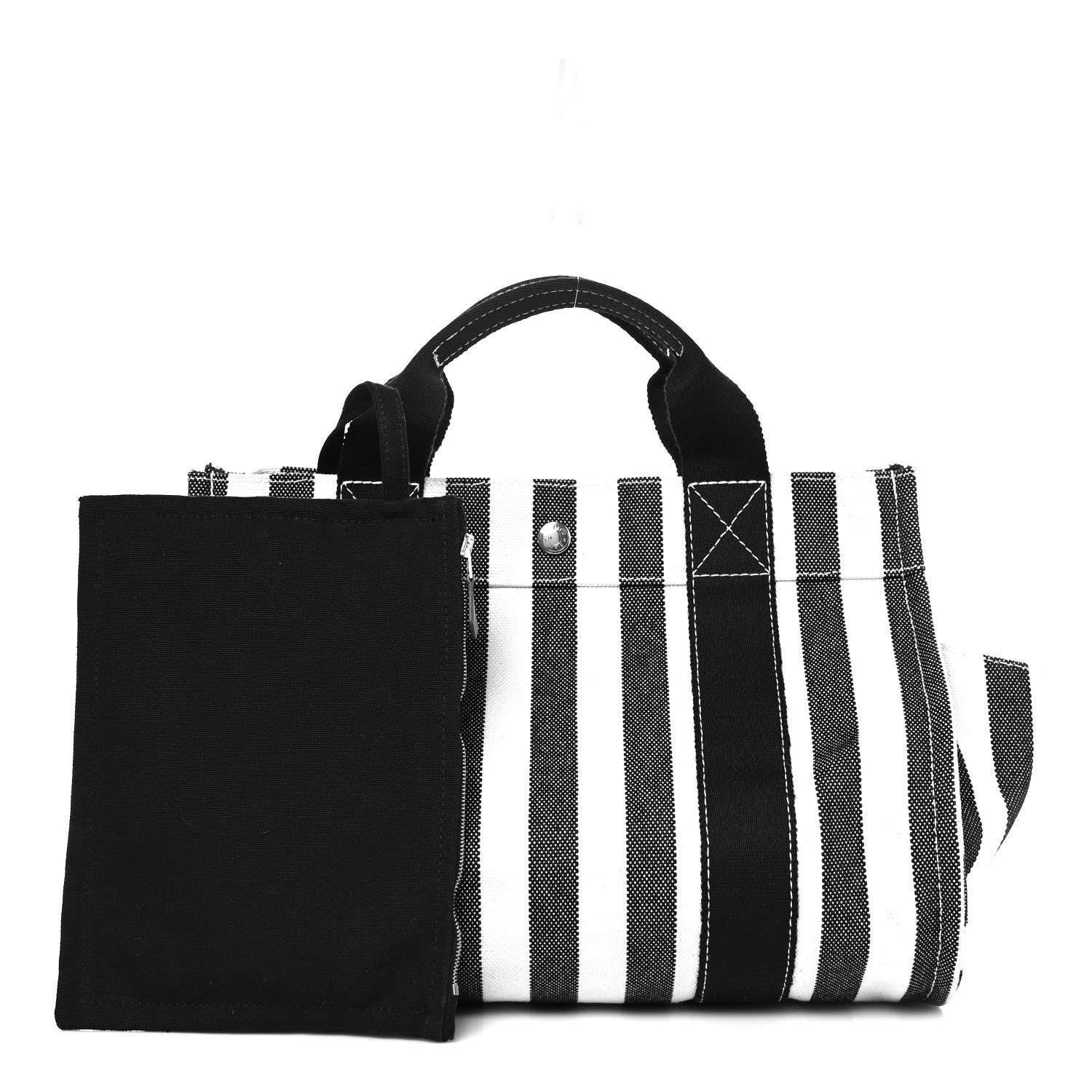 Hermes Canvas Striped Cannes Black White 1 of 8