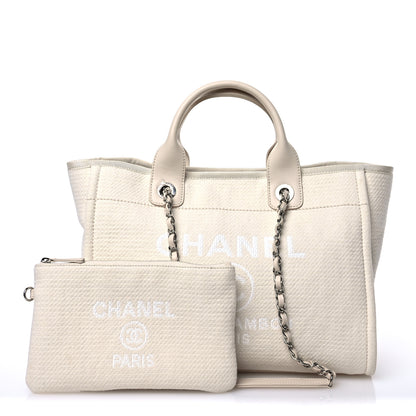Chanel Mixed Fibers Small Deauville Tote White 3 of 12