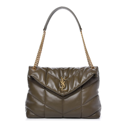 Saint Laurent Lambskin Quilted Medium Loulou Puffer Monogram Chain Satchel Seaweed 1 of 11