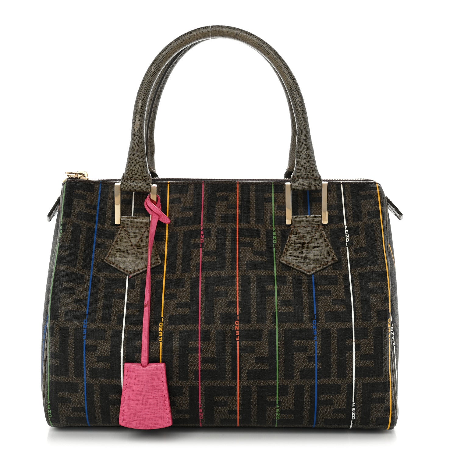 Fendi Zucca Spalmati Striped Boston Tobacco Multicolor 1 of 10