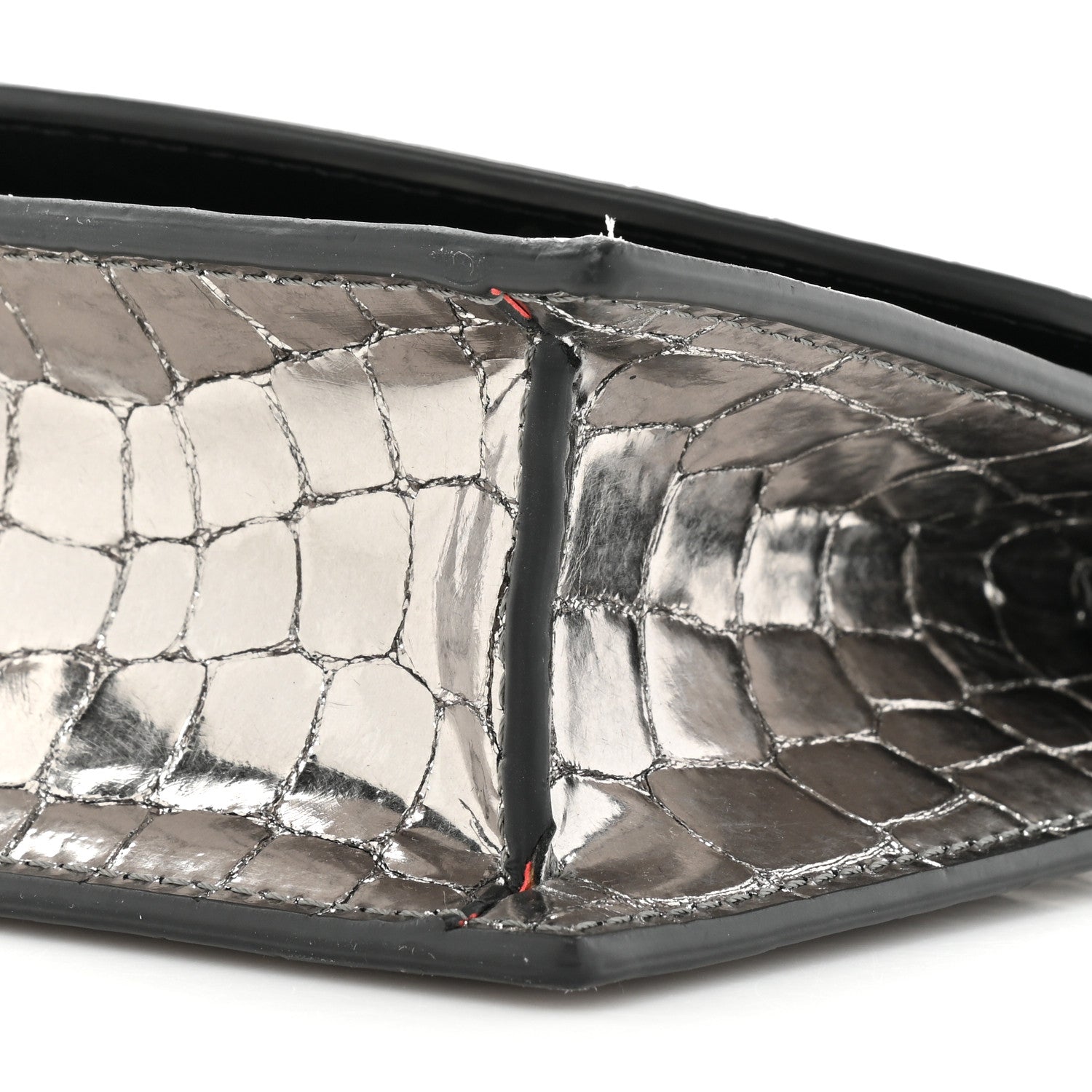 Christian Louboutin Metallic Embossed Crocodile Loubi54 Crossbody Clutch Silver 7 of 13