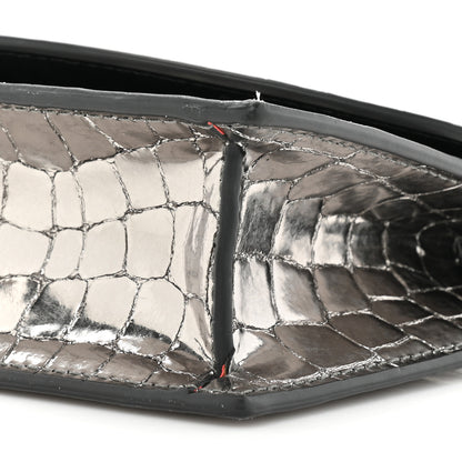 Christian Louboutin Metallic Embossed Crocodile Loubi54 Crossbody Clutch Silver 7 of 13