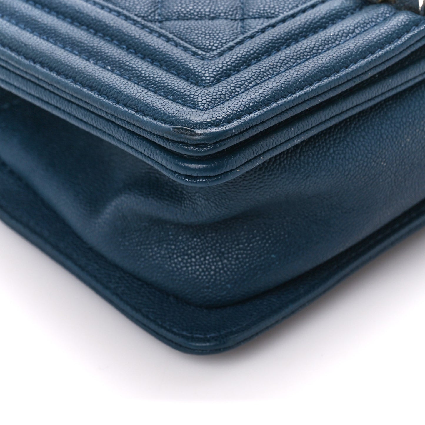 Caviar Quilted Small Boy Flap Blue