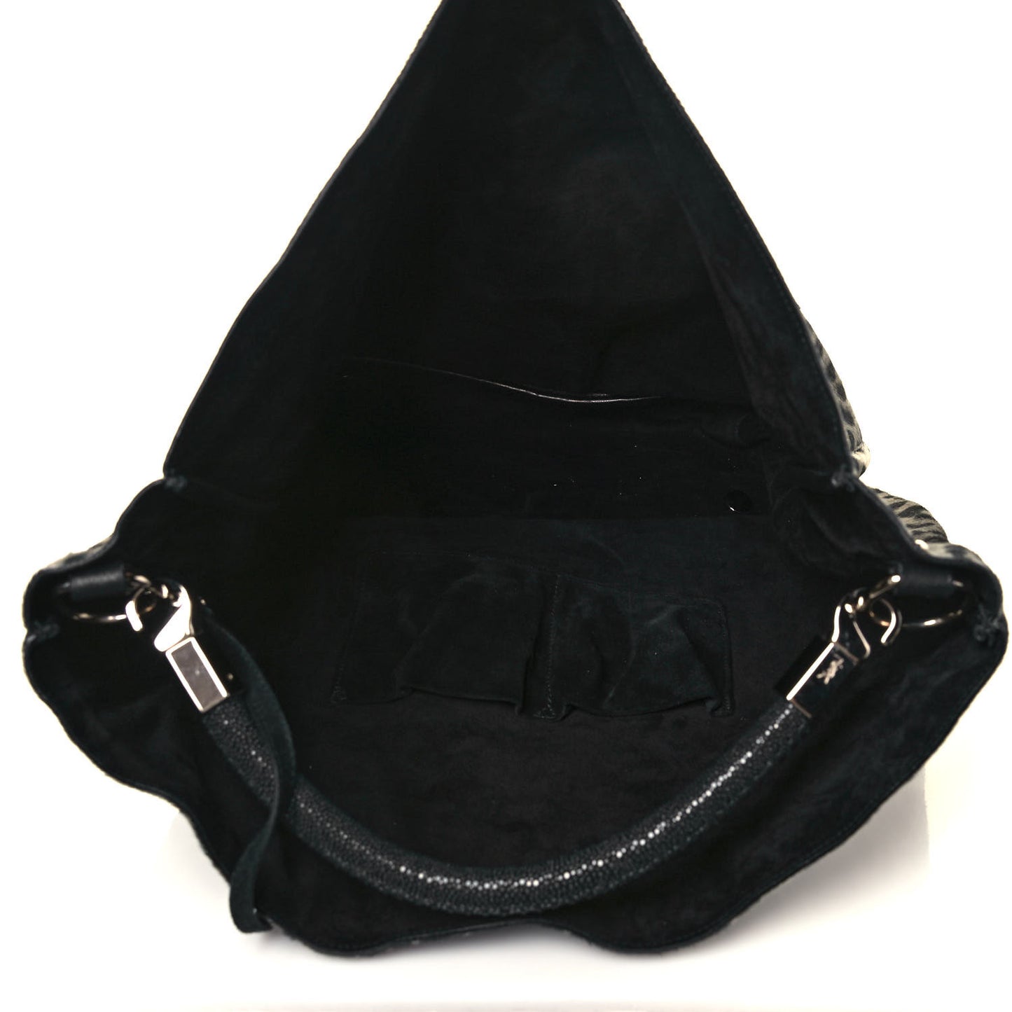 Calf Hair Stingray Leopard Print Large Roady Hobo Black