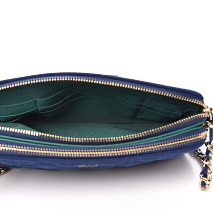 Chanel Jersey Quilted Small Clutch With Chain Navy 6 of 13