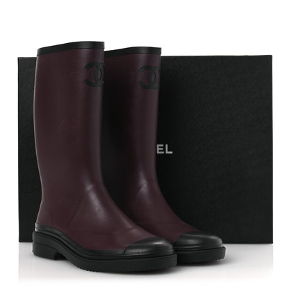 Chanel Caoutchouk CC High Boots 41 Dark Burgundy Black 14 of 14