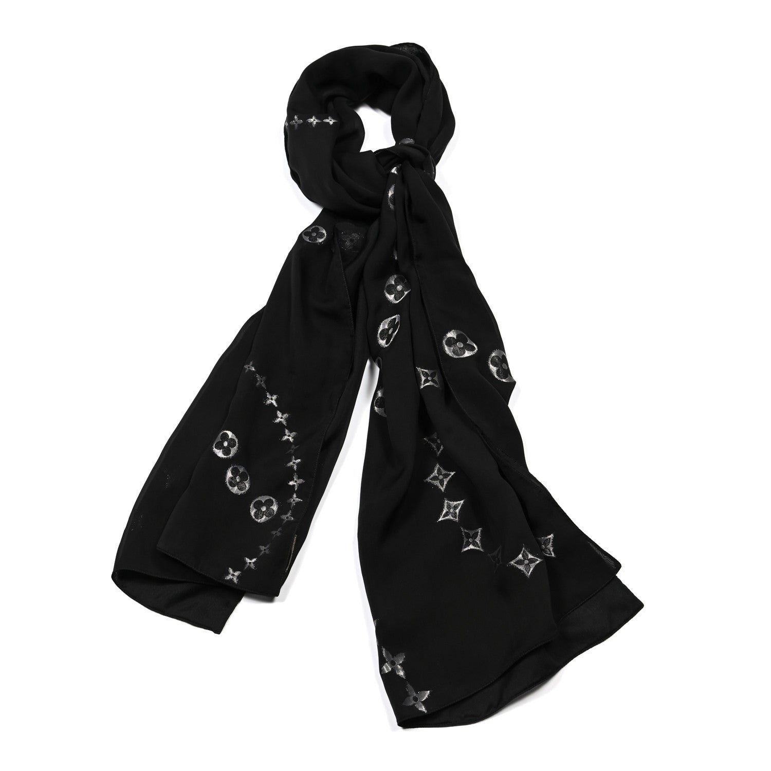 Louis Vuitton Silk Monogram Shawl Black 1 of 4