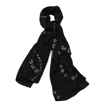 Louis Vuitton Silk Monogram Shawl Black 1 of 4