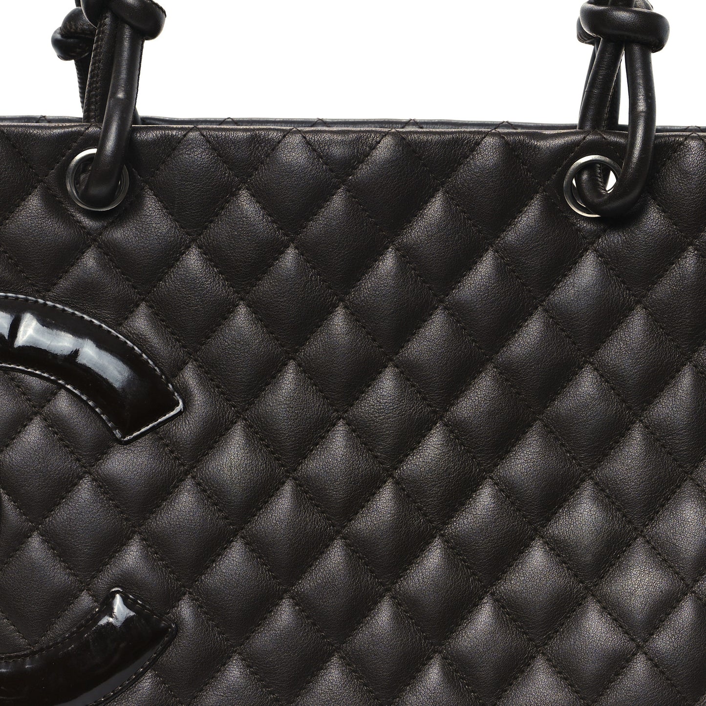 Calfskin Quilted Large Cambon Tote Brown