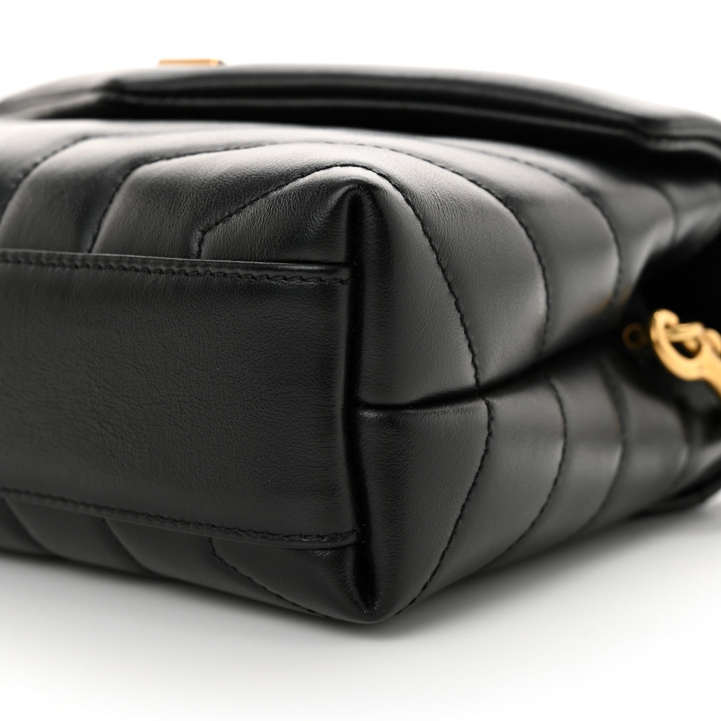 Calfskin Y Quilted Monogram Toy Loulou Crossbody Bag Black