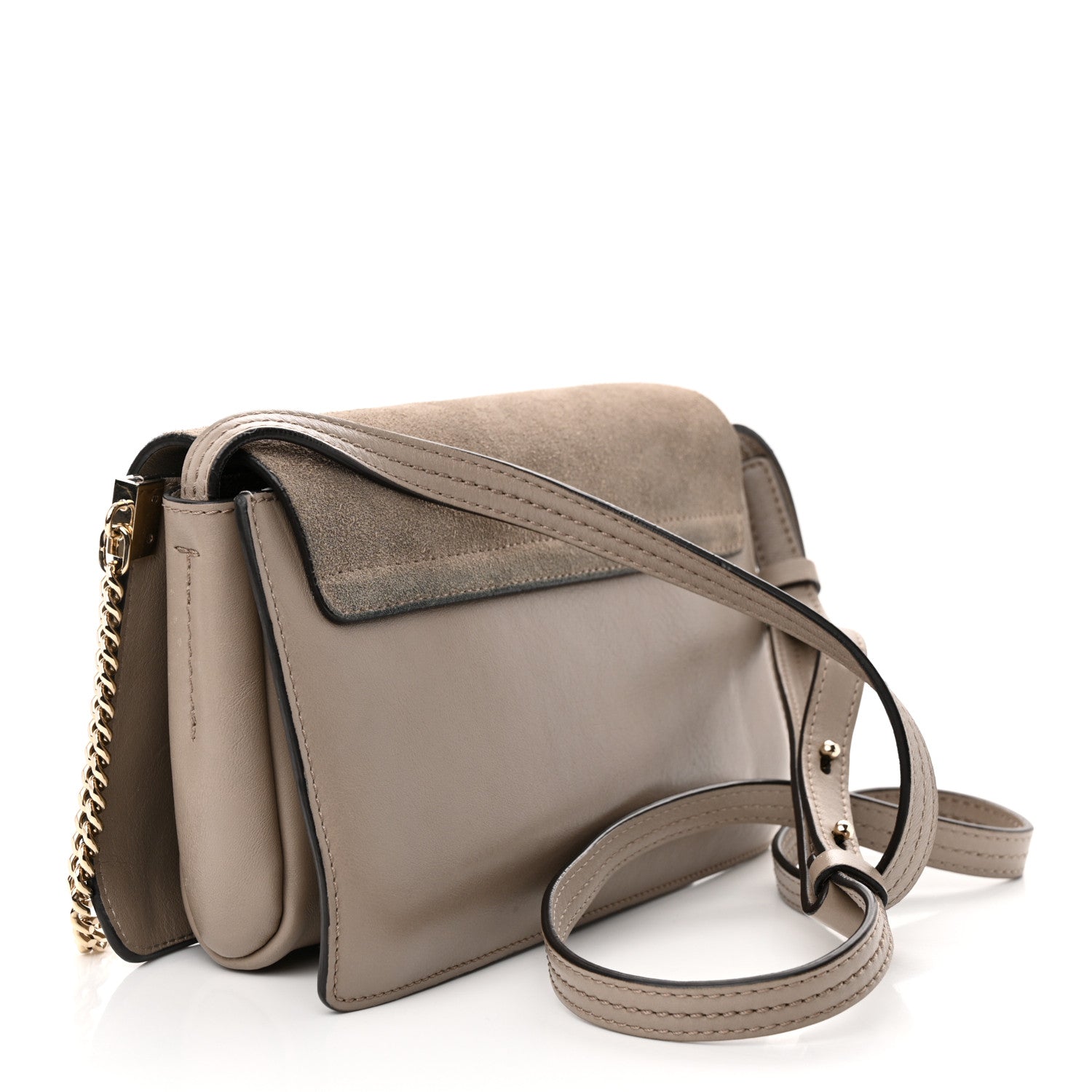 Chloe Suede Calfskin Small Faye Shoulder Bag Motty Grey 3 of 9