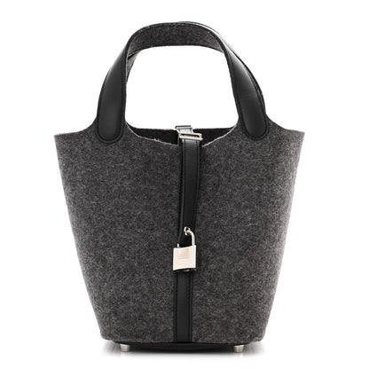 Hermes Feutre Swift Picotin Lock 18 PM Gris Moyen Black 1 of 11