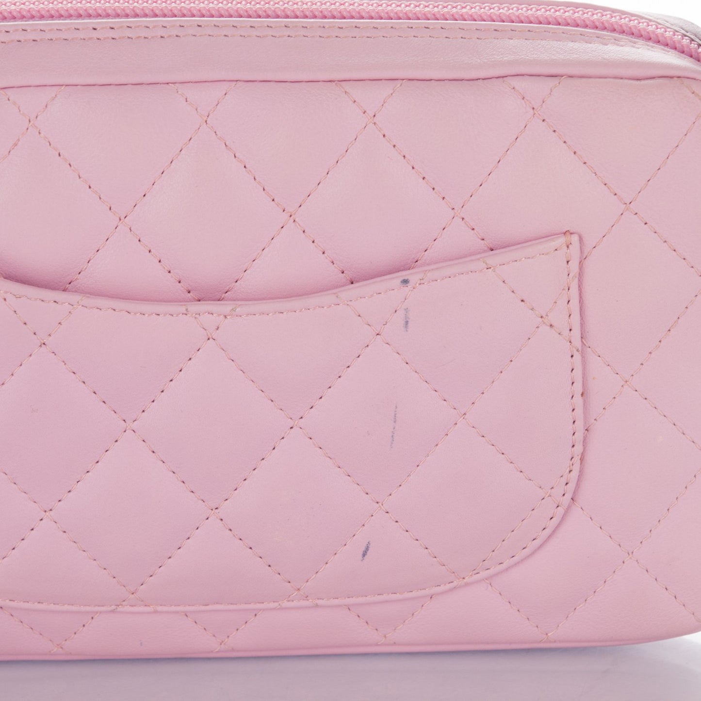 Calfskin Quilted Cambon Pochette Pink Black