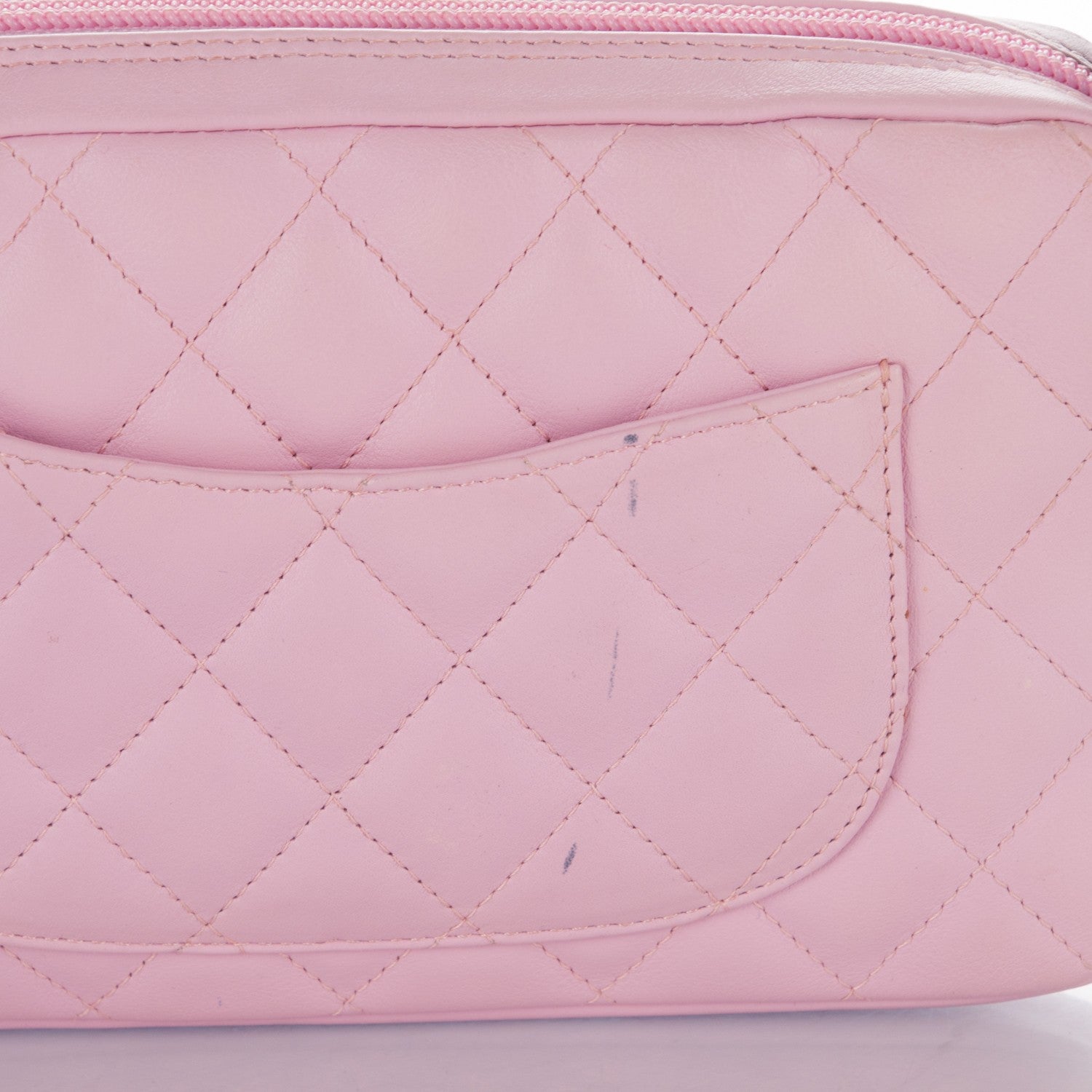 Chanel Calfskin Quilted Cambon Pochette Pink Black 9 of 9