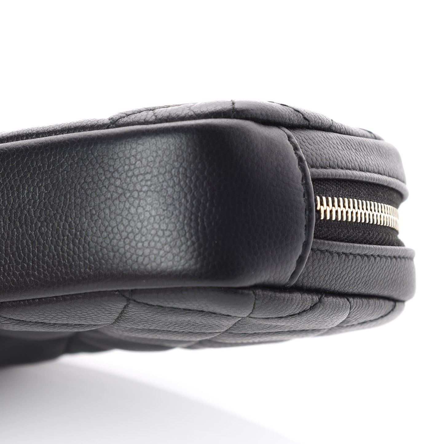 Caviar Quilted Small Curvy Pouch Cosmetic Case Black