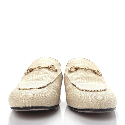 Gucci Straw Elaphe Womens Princetown Slippers 38.5 Natural Cream Brown 2 of 11