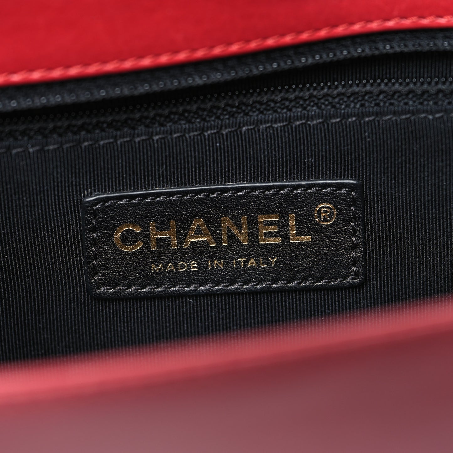 Glazed Calfskin Medium Boy Flap Red