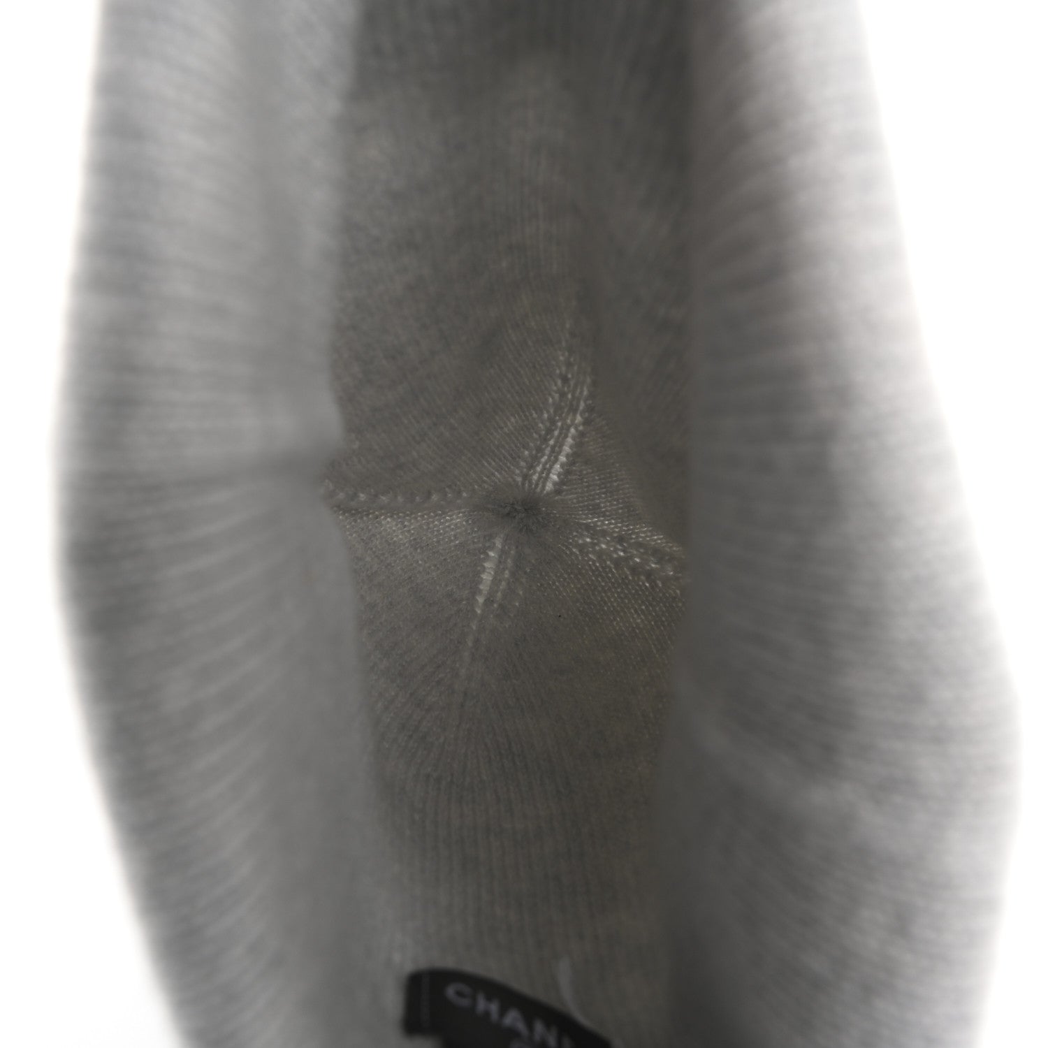 Chanel Cashmere Crystal CC Heart Beanie Hat Light Grey 4 of 5