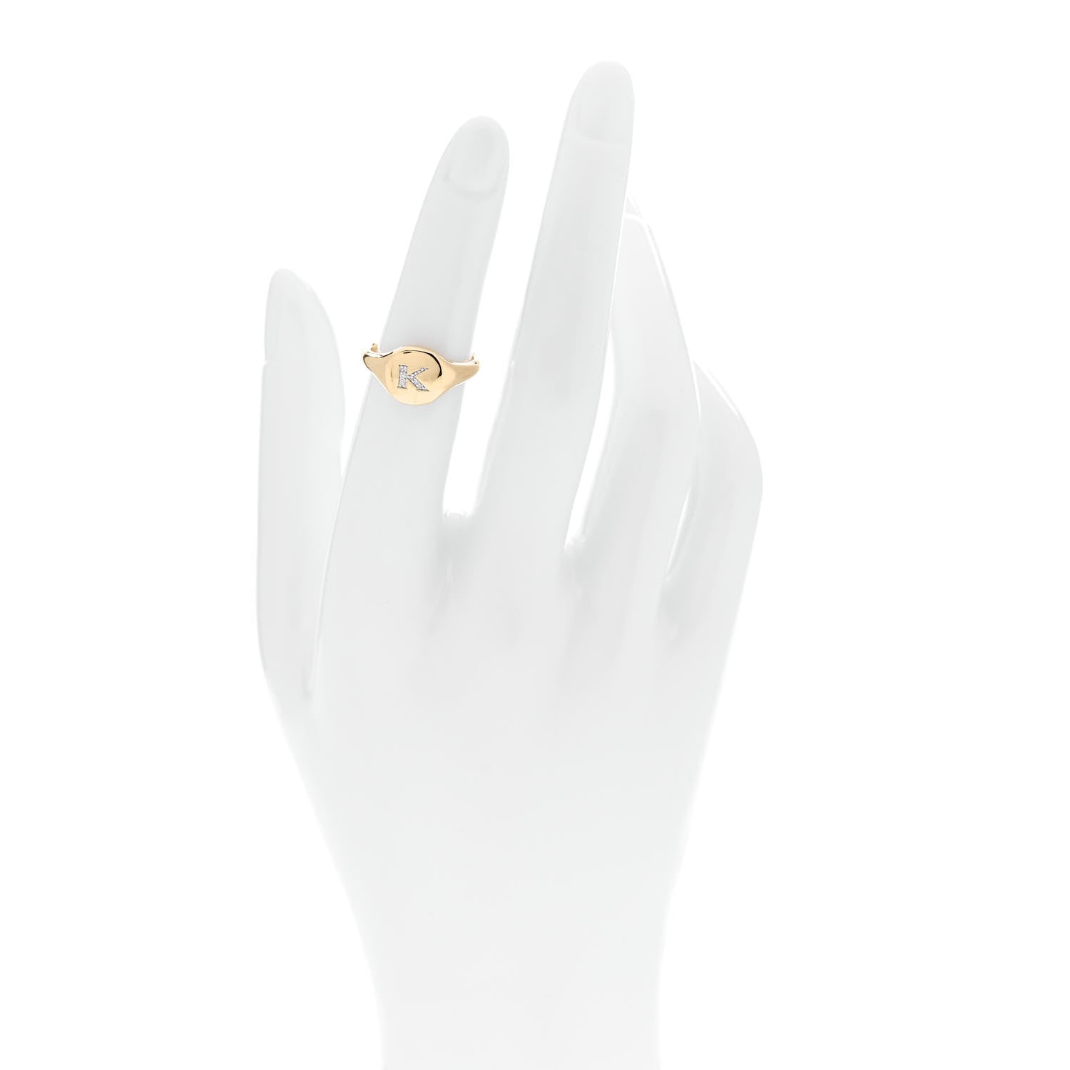 David Yurman 18K Yellow Gold Diamond Initial K Pinky Ring 49 5 2 of 6