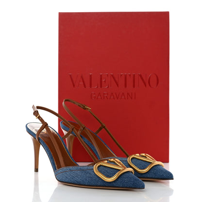 Valentino Garavani Denim Vlogo Slingback 80mm Pumps 36 Denim Selleria 9 of 9