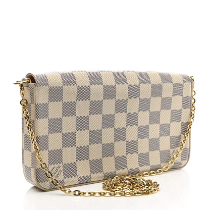 Louis Vuitton Damier Azur Pochette Felicie Chain Wallet Rose Ballerine 4 of 11