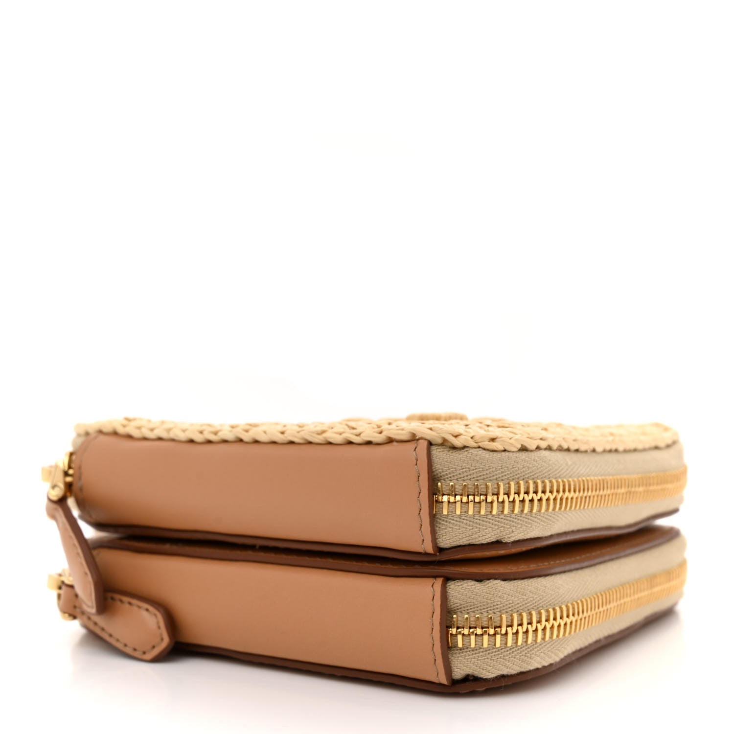 Prada Raffia Calfskin Crochet Logo Embroidered Mini Triangle Crossbody Pouch Naturale 4 of 10