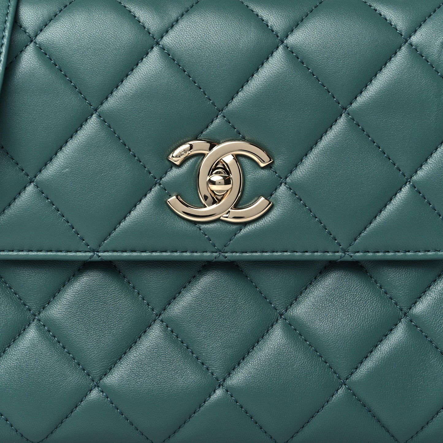 Lambskin Quilted Small Trendy CC Flap Dual Handle Bag Green